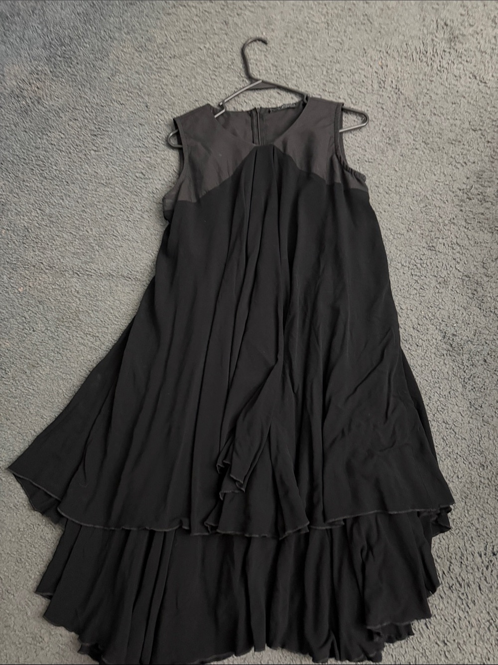 Metamorphoza Black Dress Cotton Lagenlook Goth Sleeveless Handkerchief Hem M